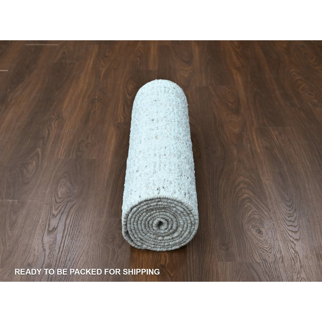 2'6" x 11'10" New Hand Knotted Ivory Wool Runner Oriental Rug - MOA10210343