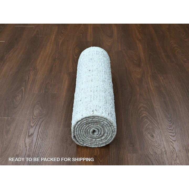 2'6" x 11'10" New Hand Knotted Ivory Wool Runner Oriental Rug - MOA10210343