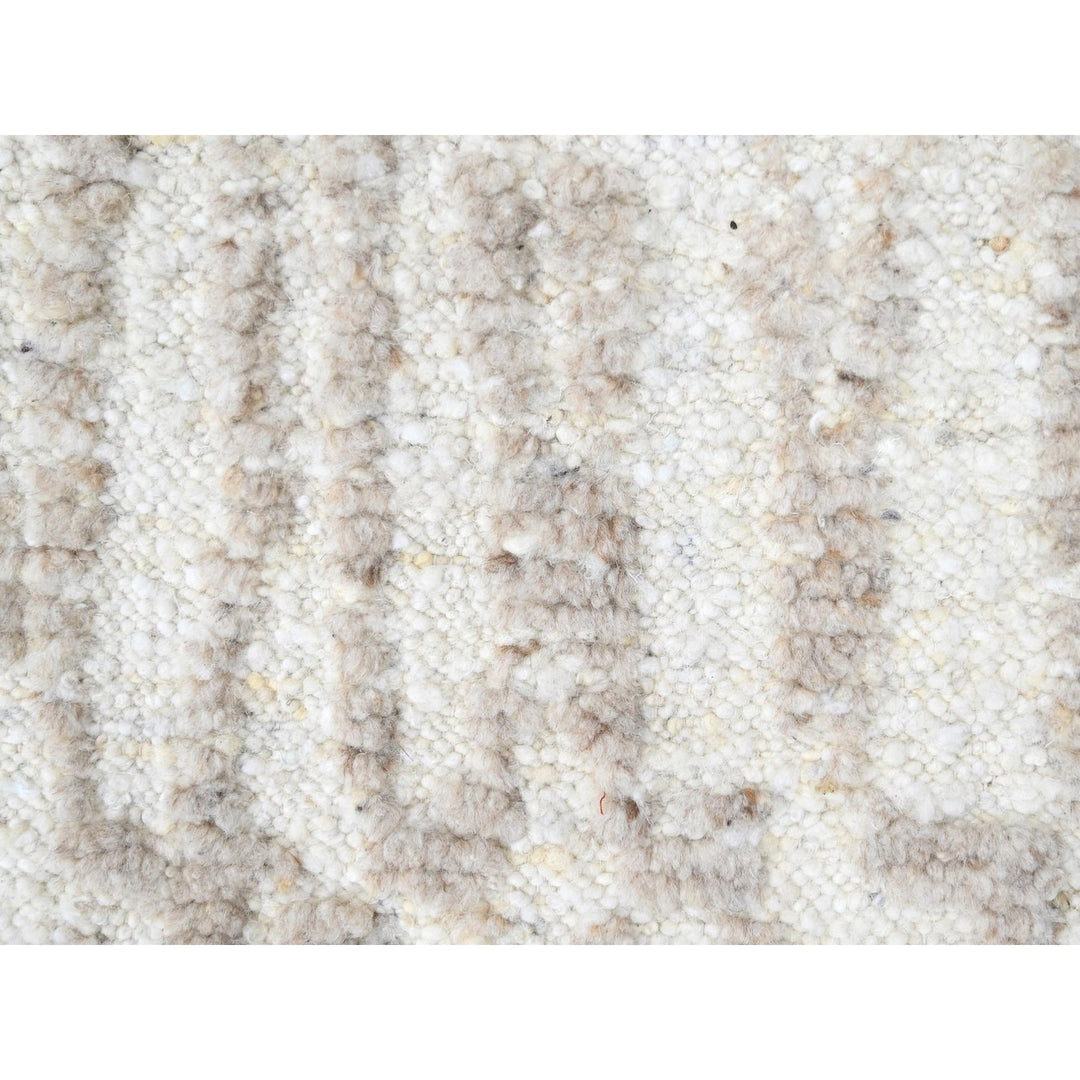1'11" x 2'11" New Hand Knotted Ivory Wool Rectangle Oriental Rug - MOA10210344