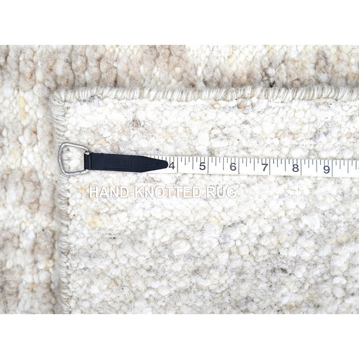 1'11" x 2'11" New Hand Knotted Ivory Wool Rectangle Oriental Rug - MOA10210344