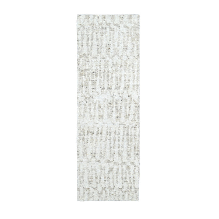 2'6" x 7'9" New Hand Knotted Ivory Wool Runner Oriental Rug - MOA10210345