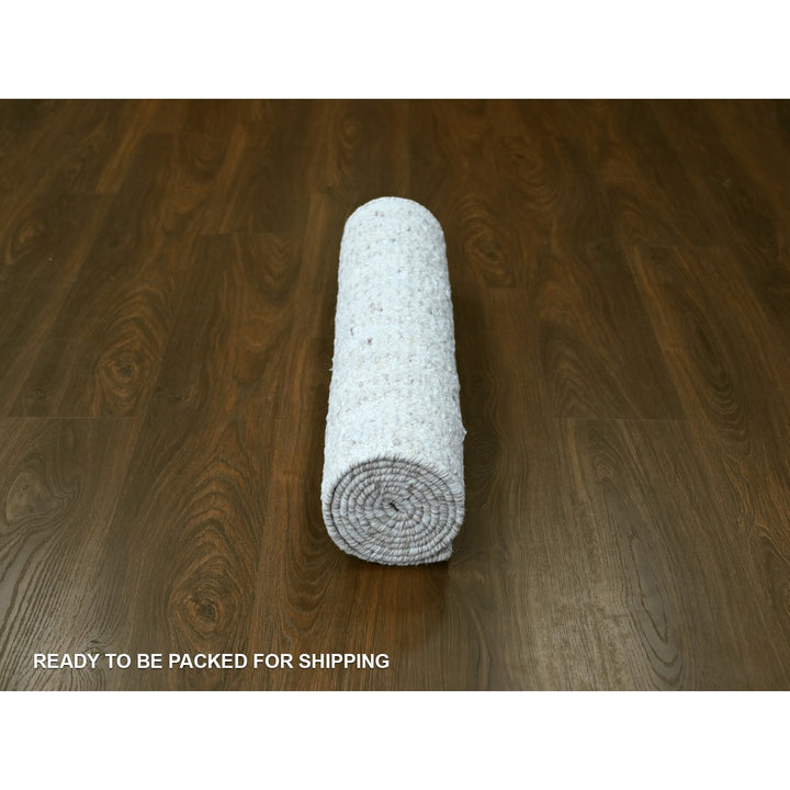 2'6" x 7'9" New Hand Knotted Ivory Wool Runner Oriental Rug - MOA10210345