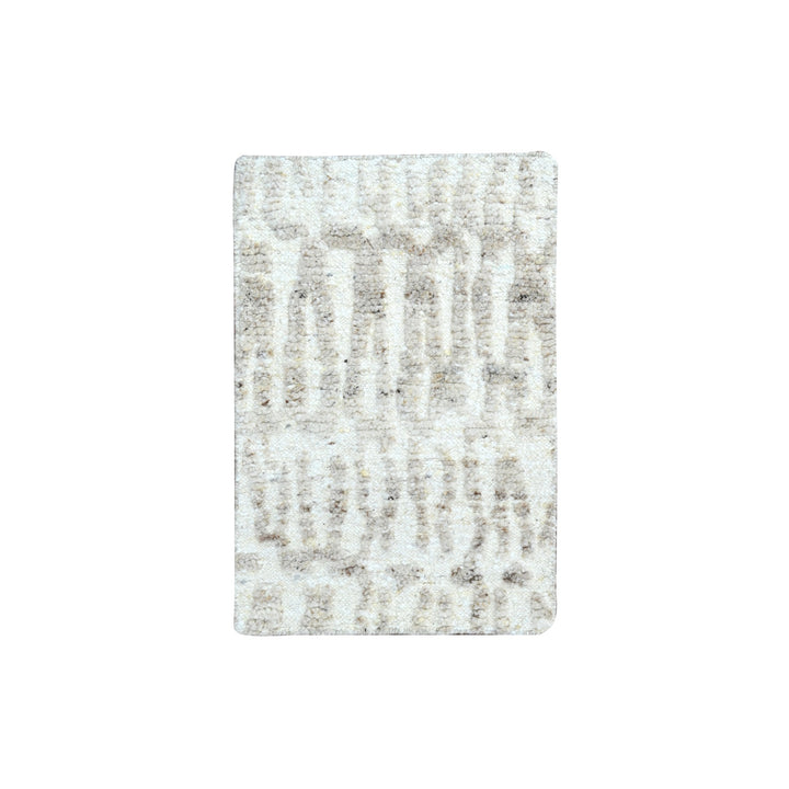2'0" x 2'11" New Hand Knotted Ivory Wool Rectangle Oriental Rug - MOA10210348