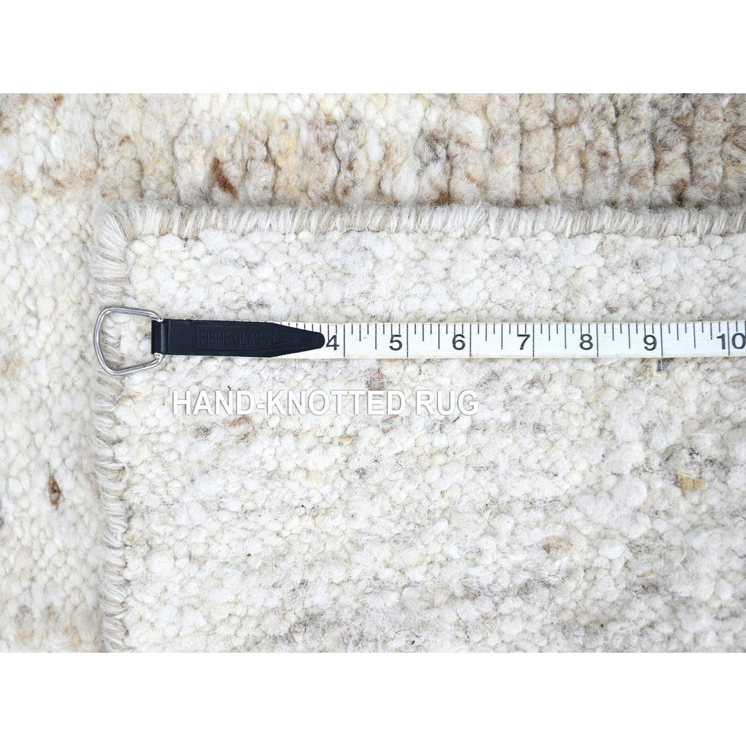 2'0" x 2'11" New Hand Knotted Ivory Wool Rectangle Oriental Rug - MOA10210348