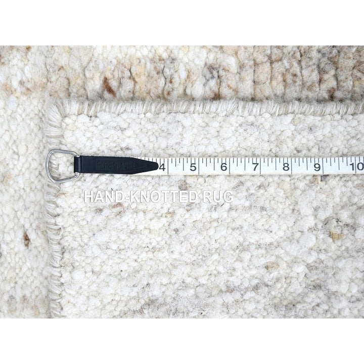 2'0" x 2'11" New Hand Knotted Ivory Wool Rectangle Oriental Rug - MOA10210348