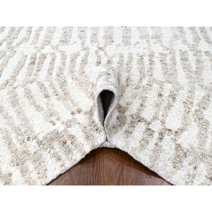 10'0" x 13'10" New Hand Knotted Ivory Wool Rectangle Oriental Rug - MOA10210349