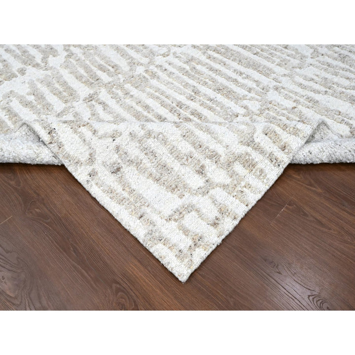 10'0" x 13'10" New Hand Knotted Ivory Wool Rectangle Oriental Rug - MOA10210349