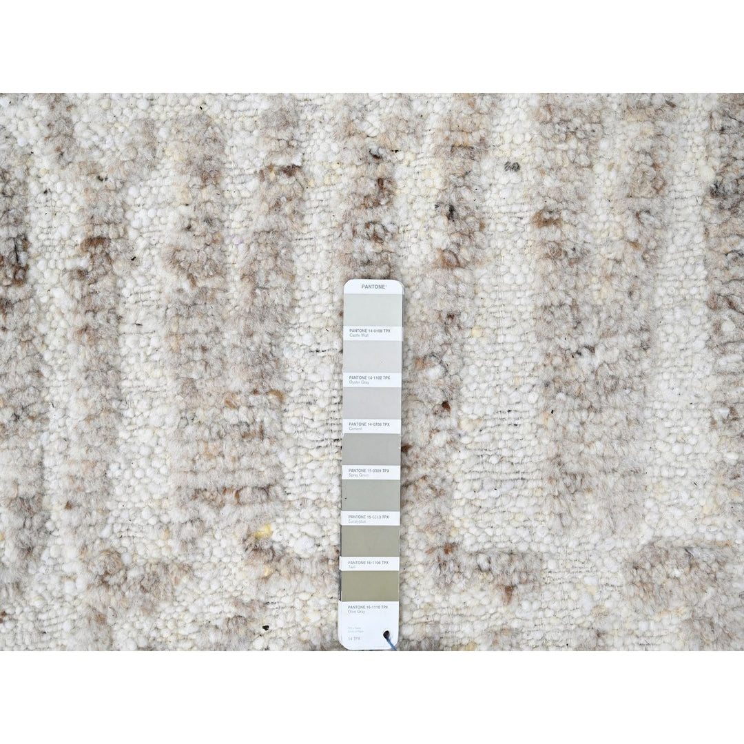 10'0" x 13'10" New Hand Knotted Ivory Wool Rectangle Oriental Rug - MOA10210349