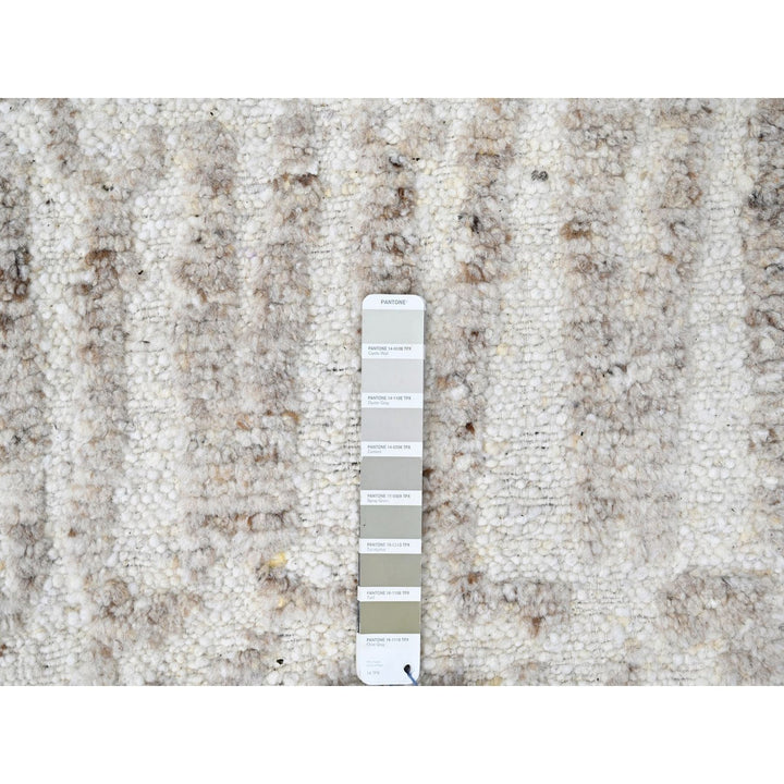 10'0" x 13'10" New Hand Knotted Ivory Wool Rectangle Oriental Rug - MOA10210349