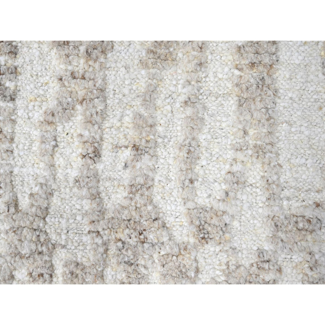 8'0" x 9'10" New Hand Knotted Ivory Wool Rectangle Oriental Rug - MOA10210350