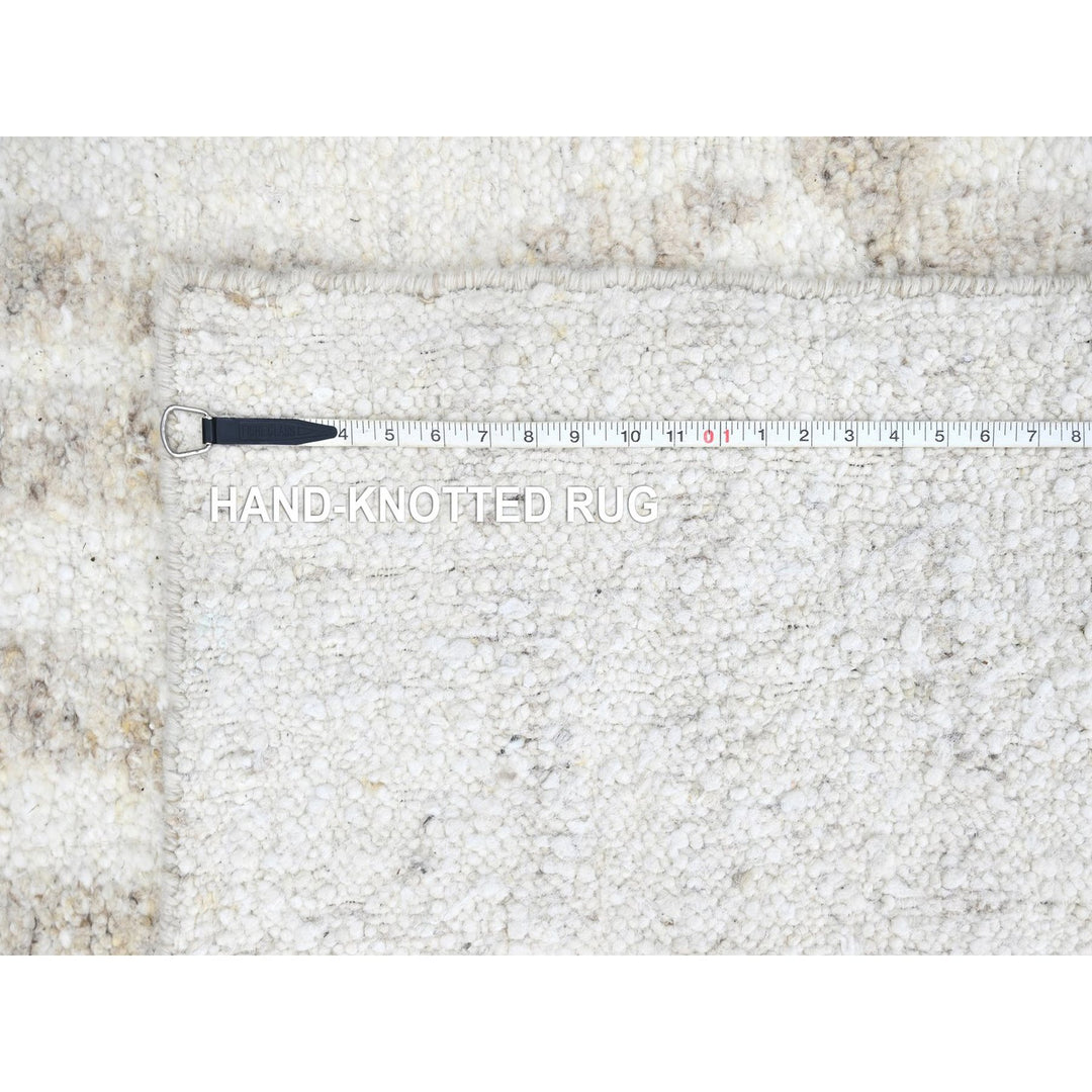 12'2" x 14'11" New Hand Knotted Ivory Wool Rectangle Oriental Rug - MOA10210351