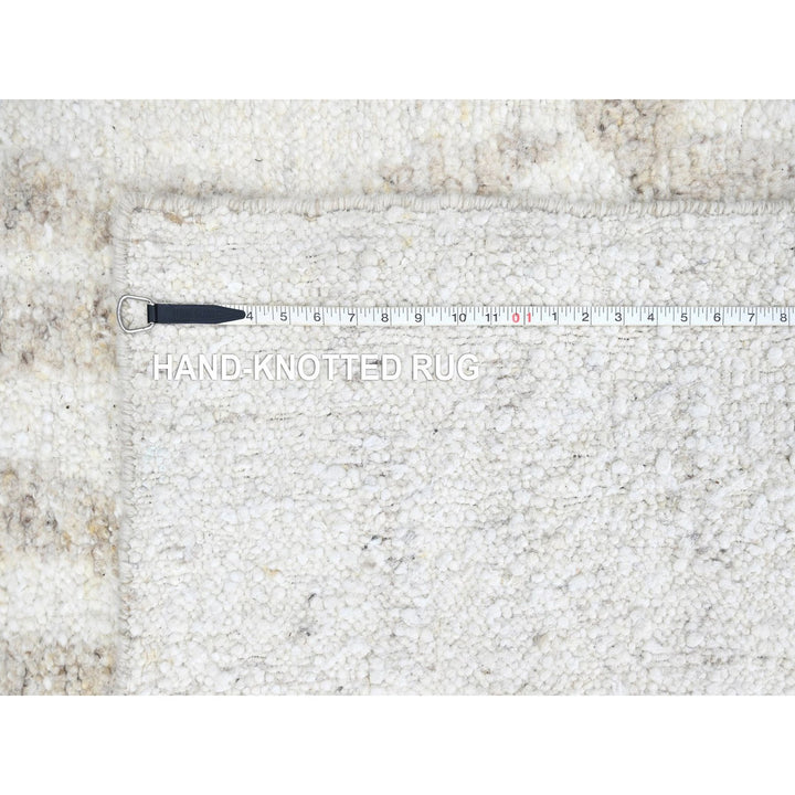 12'2" x 14'11" New Hand Knotted Ivory Wool Rectangle Oriental Rug - MOA10210351