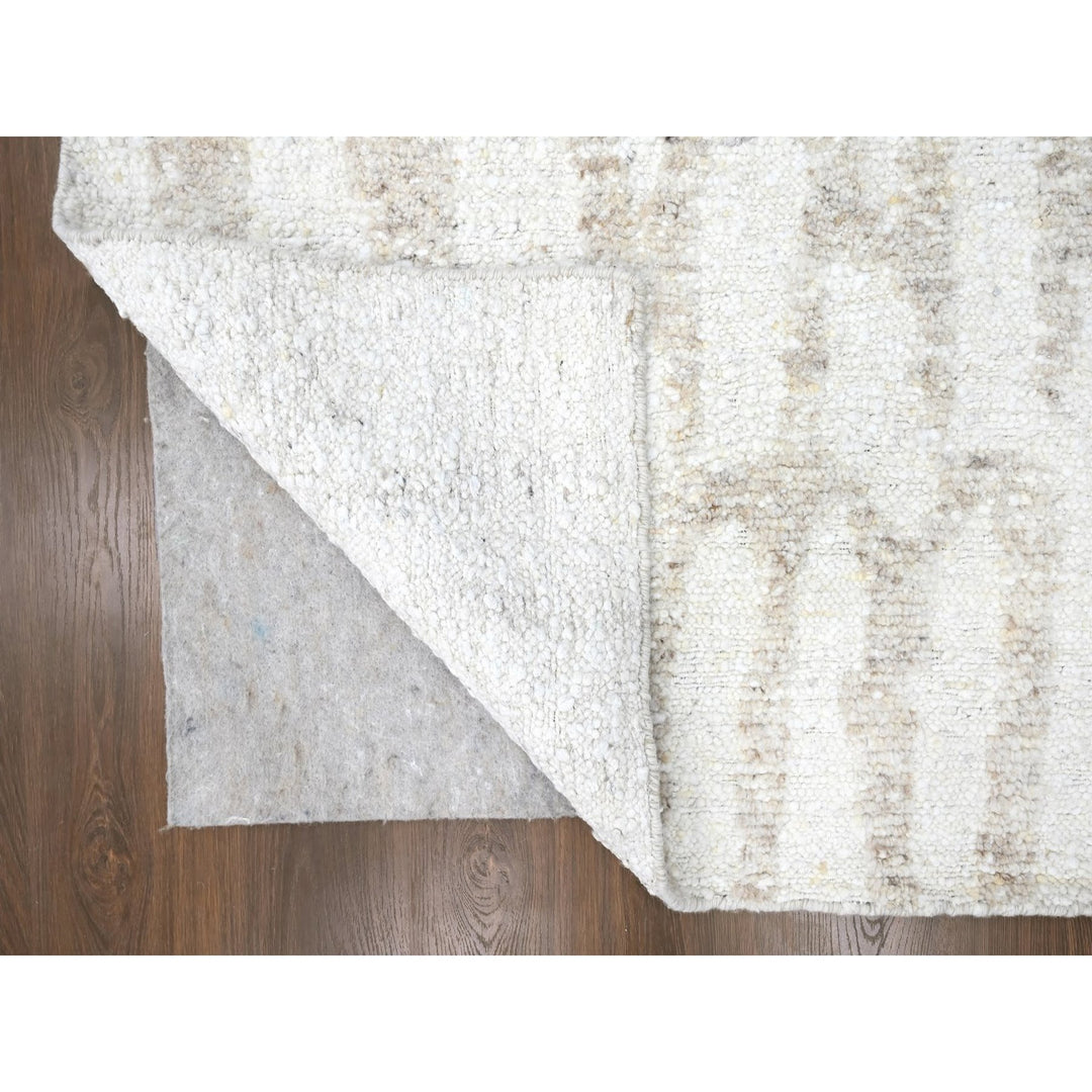 12'2" x 14'11" New Hand Knotted Ivory Wool Rectangle Oriental Rug - MOA10210351