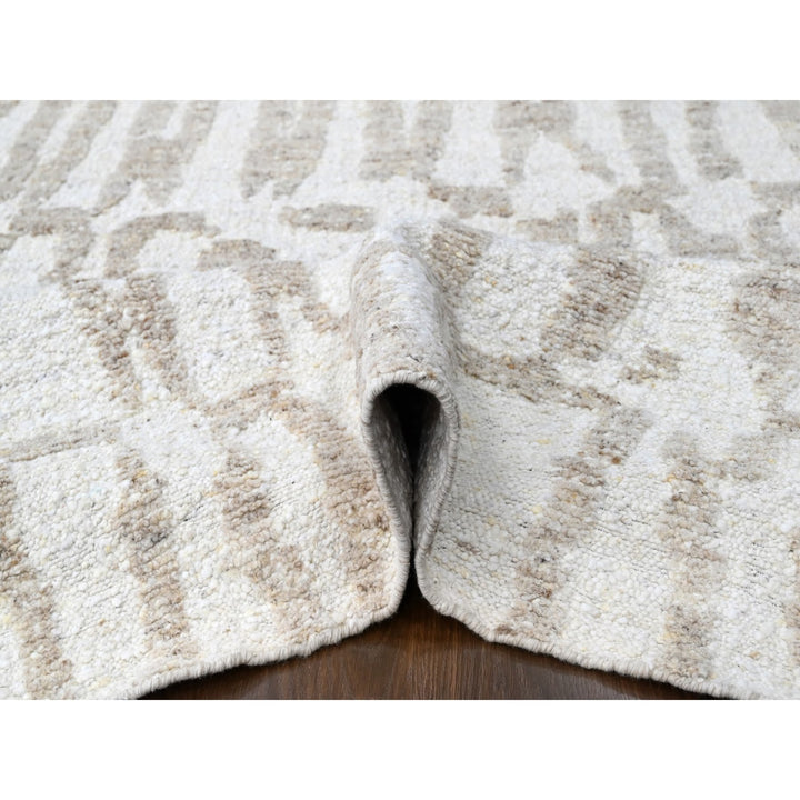 12'2" x 14'11" New Hand Knotted Ivory Wool Rectangle Oriental Rug - MOA10210351