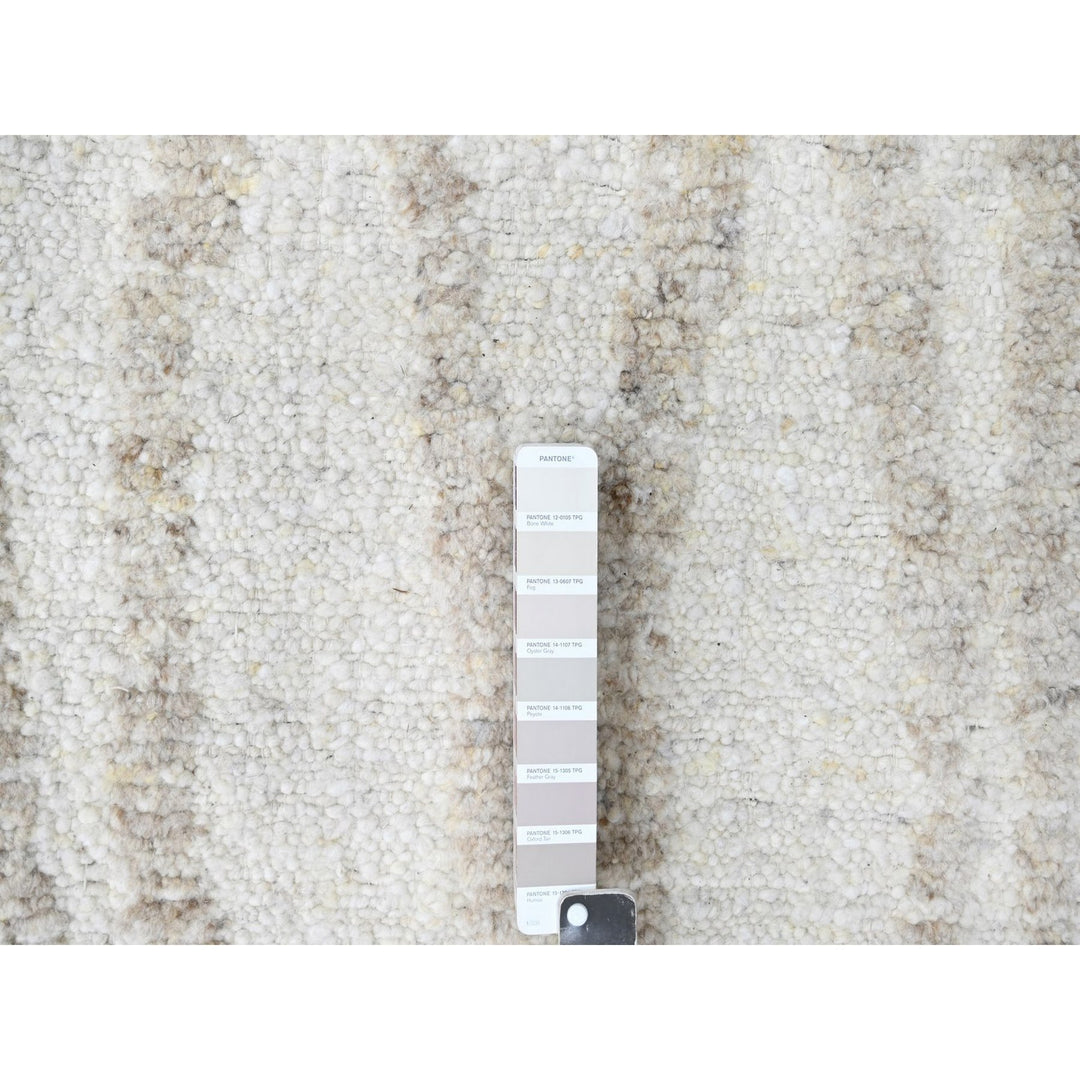 12'2" x 14'11" New Hand Knotted Ivory Wool Rectangle Oriental Rug - MOA10210351