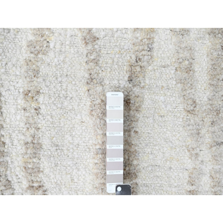 12'2" x 14'11" New Hand Knotted Ivory Wool Rectangle Oriental Rug - MOA10210351