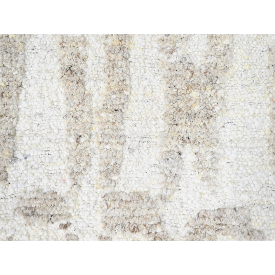 12'2" x 14'11" New Hand Knotted Ivory Wool Rectangle Oriental Rug - MOA10210351