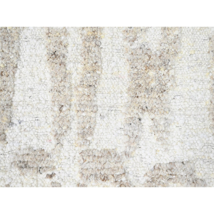 12'2" x 14'11" New Hand Knotted Ivory Wool Rectangle Oriental Rug - MOA10210351