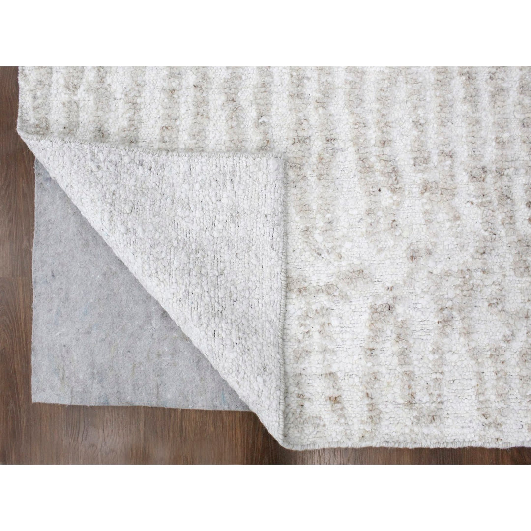 9'1" x 12'1" New Hand Knotted Ivory Wool Rectangle Oriental Rug - MOA10210352
