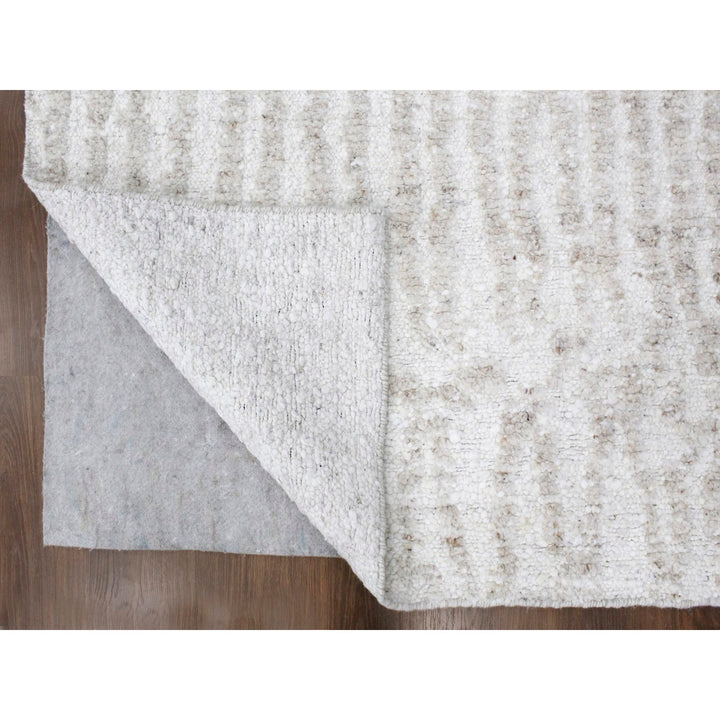 9'1" x 12'1" New Hand Knotted Ivory Wool Rectangle Oriental Rug - MOA10210352