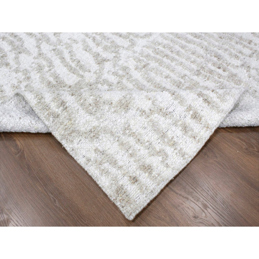 9'1" x 12'1" New Hand Knotted Ivory Wool Rectangle Oriental Rug - MOA10210352