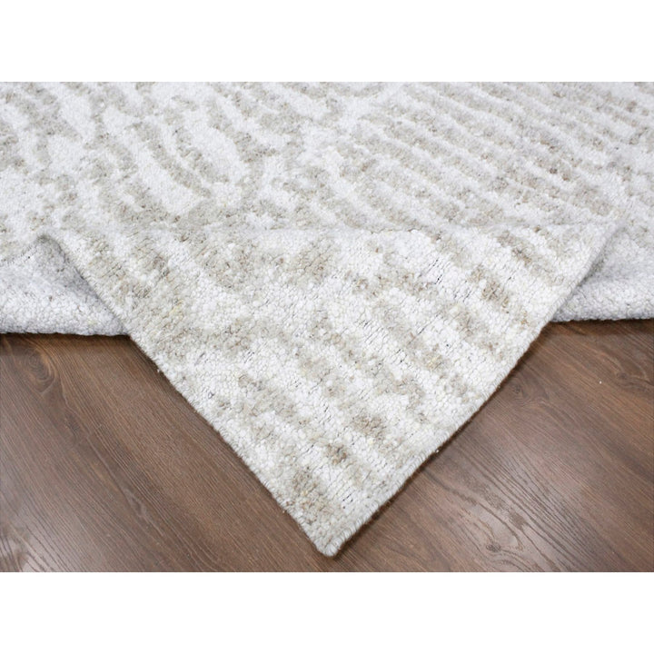 9'1" x 12'1" New Hand Knotted Ivory Wool Rectangle Oriental Rug - MOA10210352