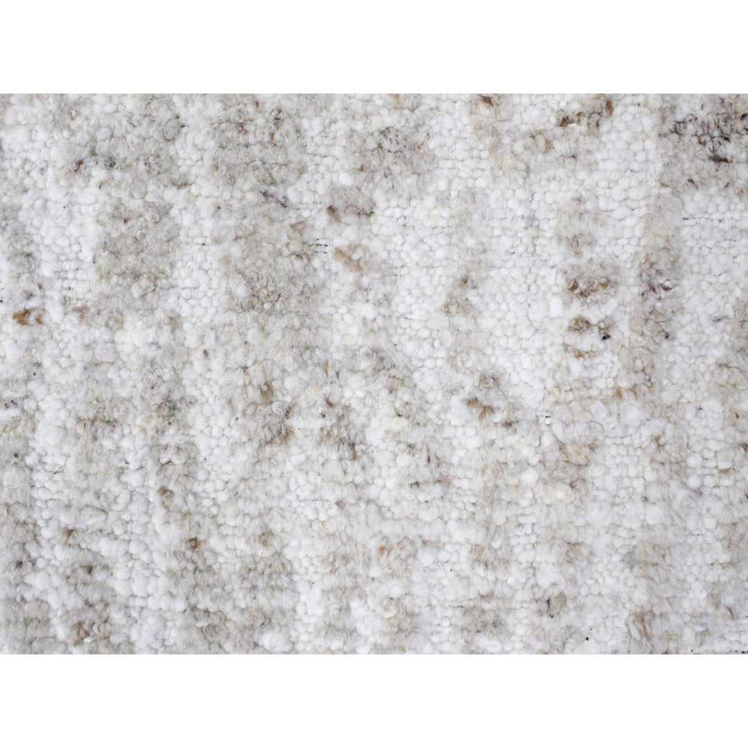 9'1" x 12'1" New Hand Knotted Ivory Wool Rectangle Oriental Rug - MOA10210352