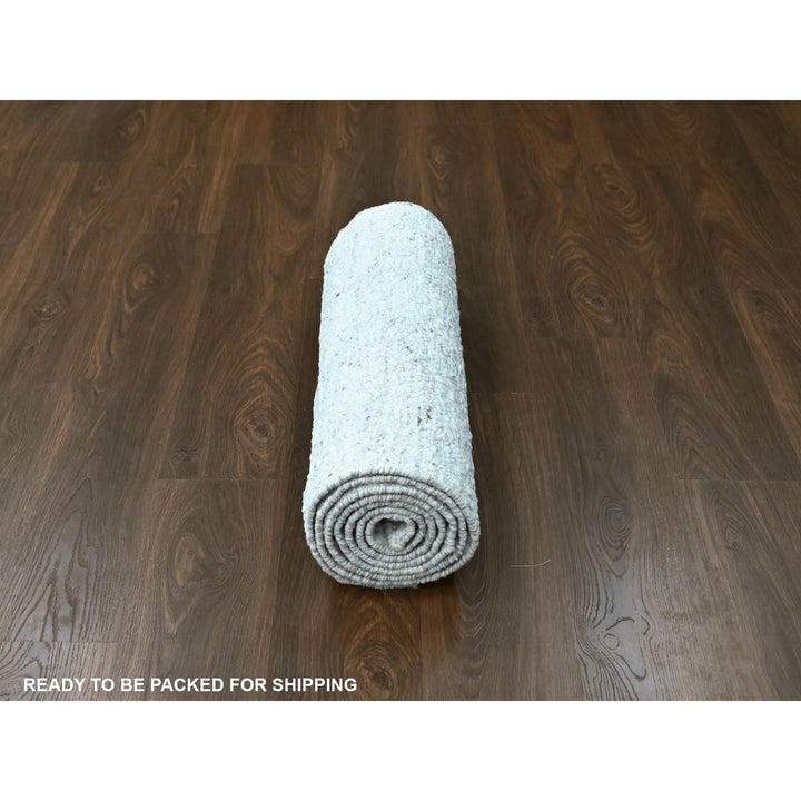 2'7" x 9'10" New Hand Knotted Ivory Wool Runner Oriental Rug - MOA10210354