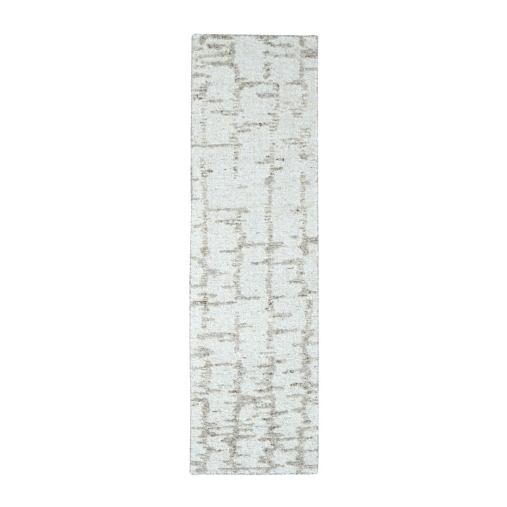 2'6" x 8'0" New Hand Knotted Ivory Wool Runner Oriental Rug - MOA10210357