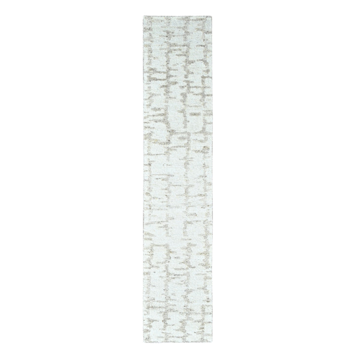 2'6" x 11'10" New Hand Knotted Ivory Wool Runner Oriental Rug - MOA10210358
