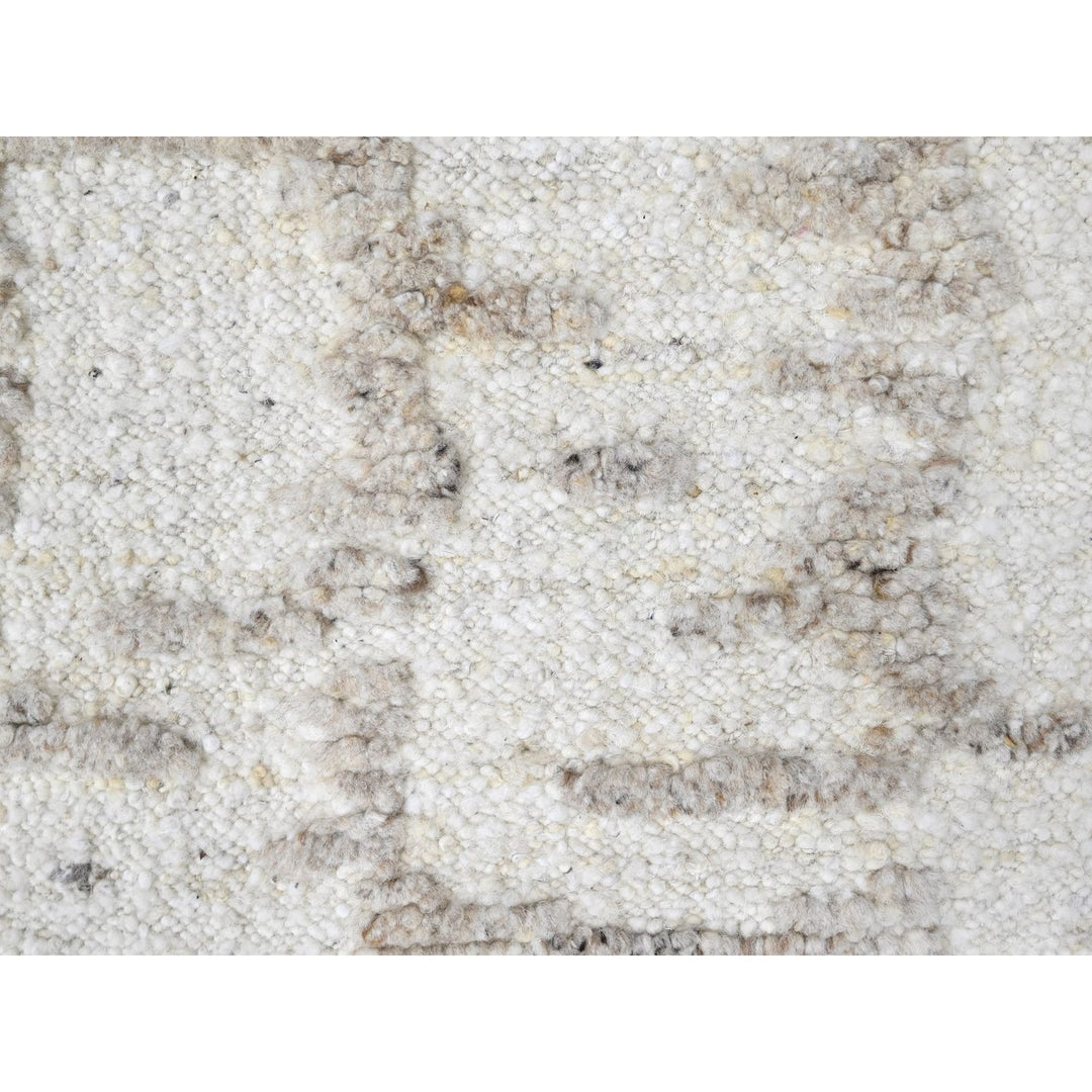 2'6" x 11'10" New Hand Knotted Ivory Wool Runner Oriental Rug - MOA10210358