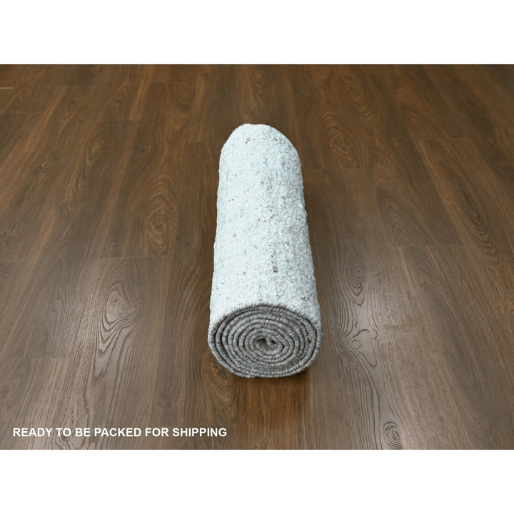 2'6" x 11'10" New Hand Knotted Ivory Wool Runner Oriental Rug - MOA10210358
