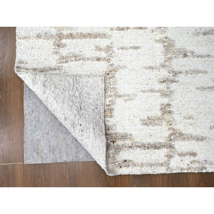 8'0" x 10'0" New Hand Knotted Ivory Wool Rectangle Oriental Rug - MOA10210359