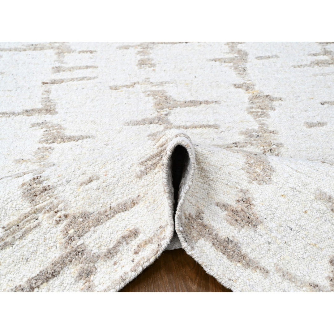 8'0" x 10'0" New Hand Knotted Ivory Wool Rectangle Oriental Rug - MOA10210359