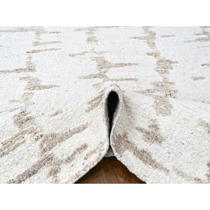 8'0" x 10'0" New Hand Knotted Ivory Wool Rectangle Oriental Rug - MOA10210359