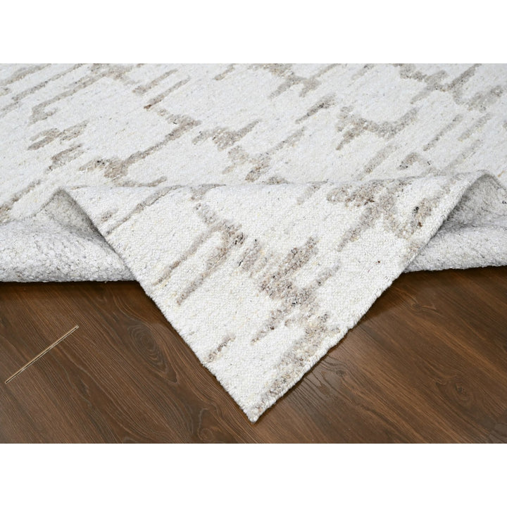 8'0" x 10'0" New Hand Knotted Ivory Wool Rectangle Oriental Rug - MOA10210359