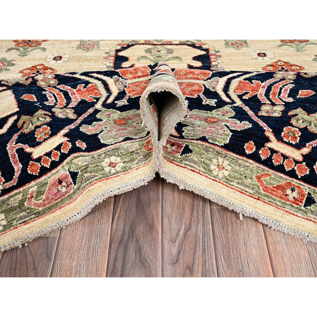 8'10" x 11'11" New Hand Knotted Ivory Wool Rectangle Oriental Rug - MOA1021035