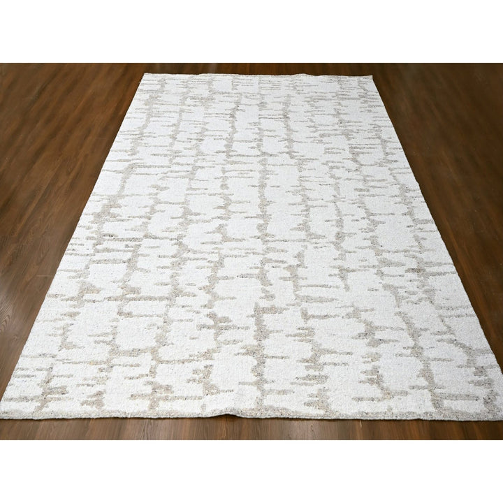 12'0" x 14'10" New Hand Knotted Ivory Wool Rectangle Oriental Rug - MOA10210360