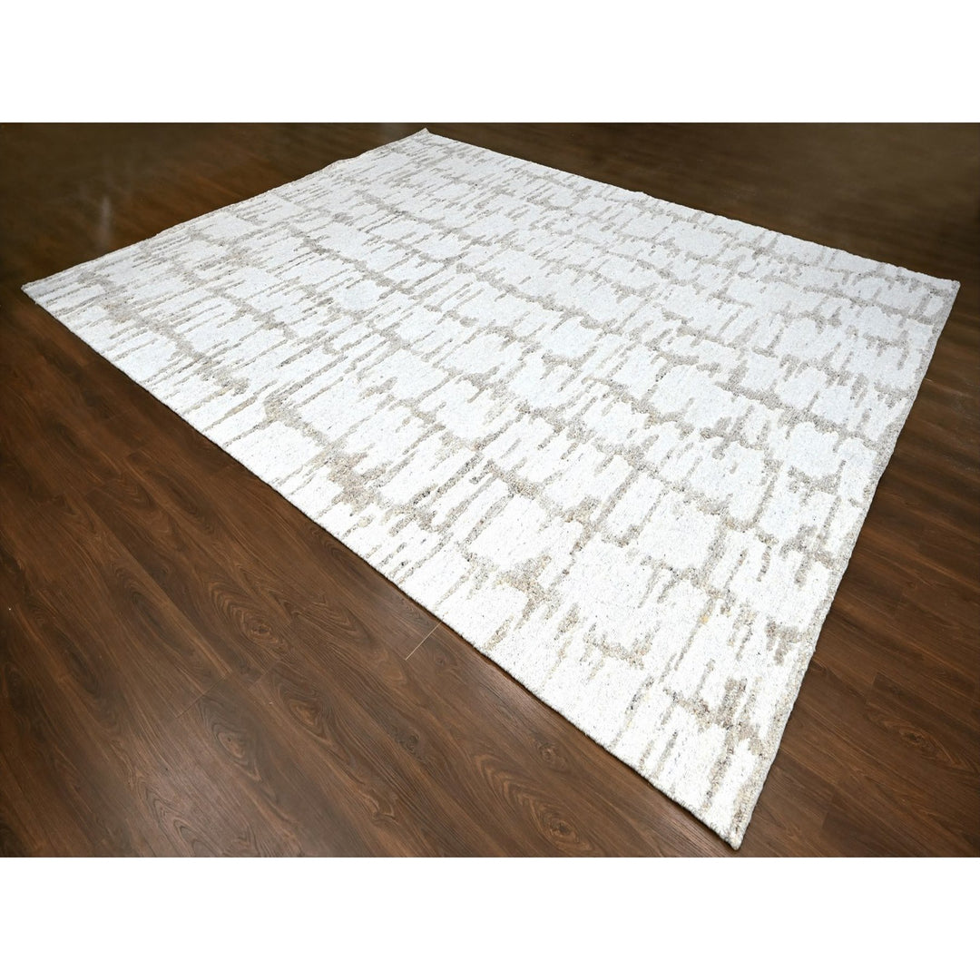 12'0" x 14'10" New Hand Knotted Ivory Wool Rectangle Oriental Rug - MOA10210360