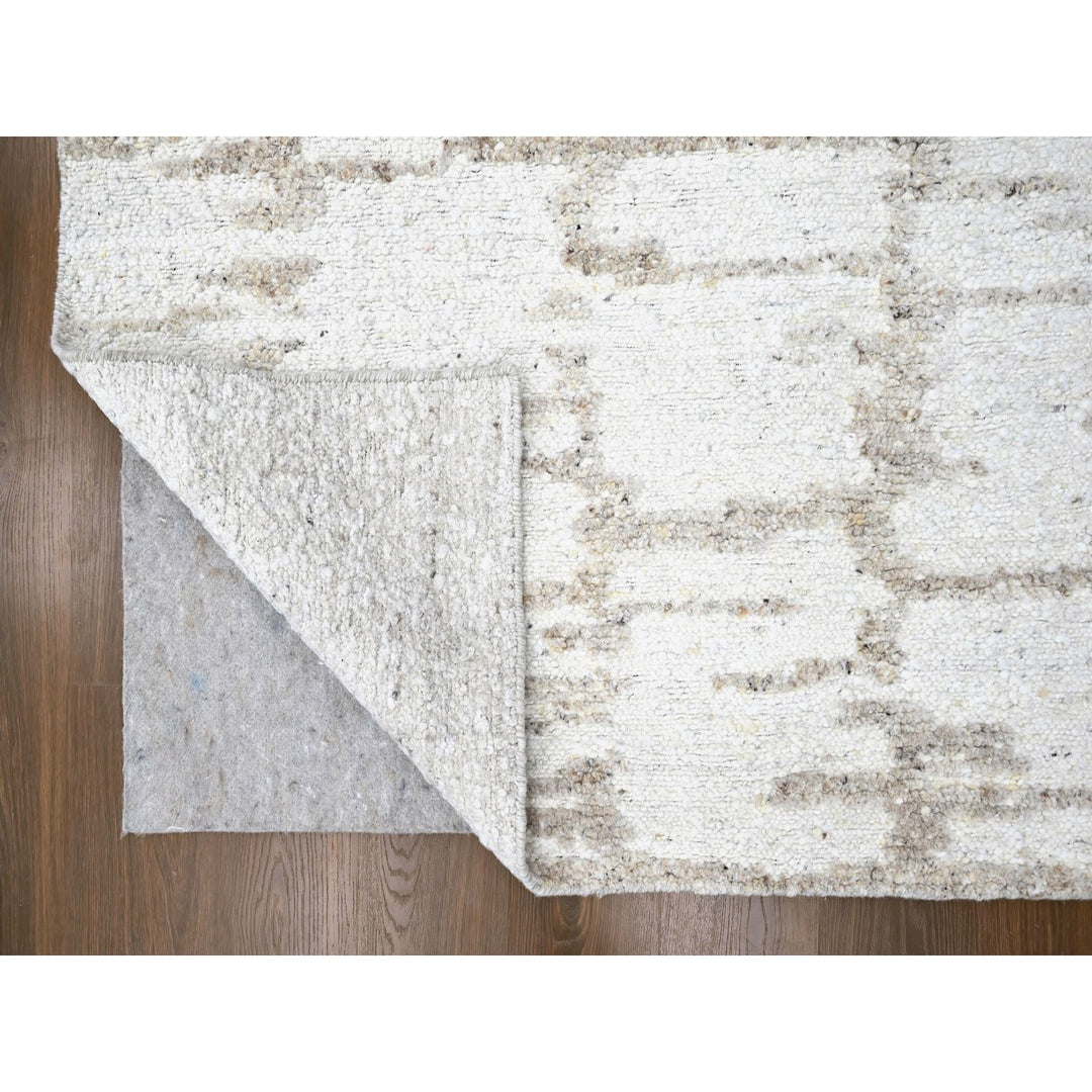 12'0" x 14'10" New Hand Knotted Ivory Wool Rectangle Oriental Rug - MOA10210360