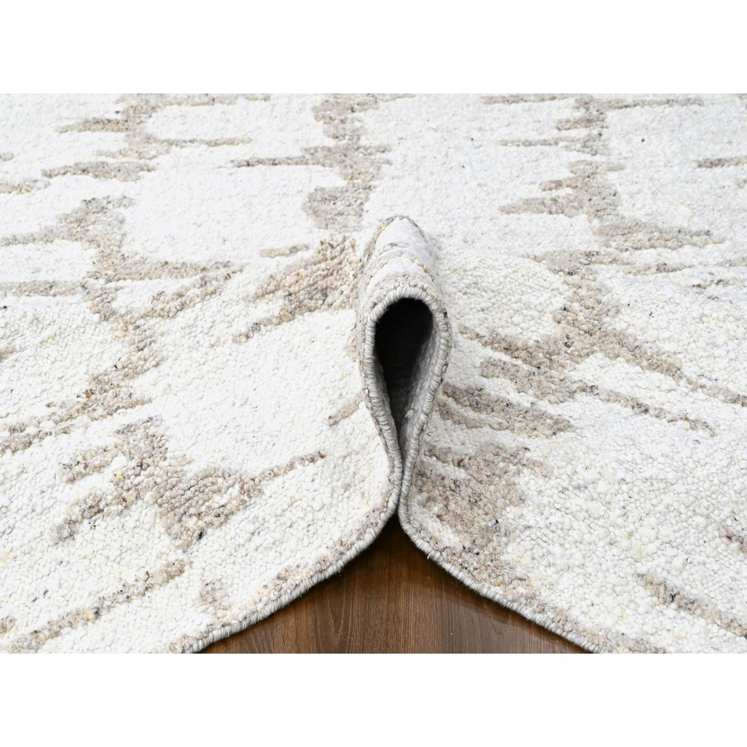12'0" x 14'10" New Hand Knotted Ivory Wool Rectangle Oriental Rug - MOA10210360