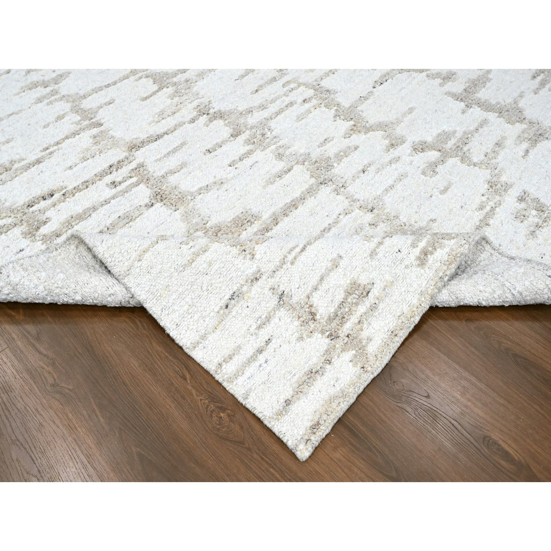 12'0" x 14'10" New Hand Knotted Ivory Wool Rectangle Oriental Rug - MOA10210360