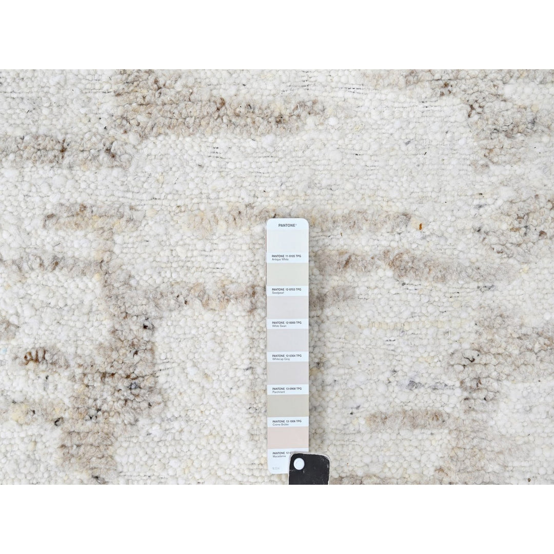 12'0" x 14'10" New Hand Knotted Ivory Wool Rectangle Oriental Rug - MOA10210360