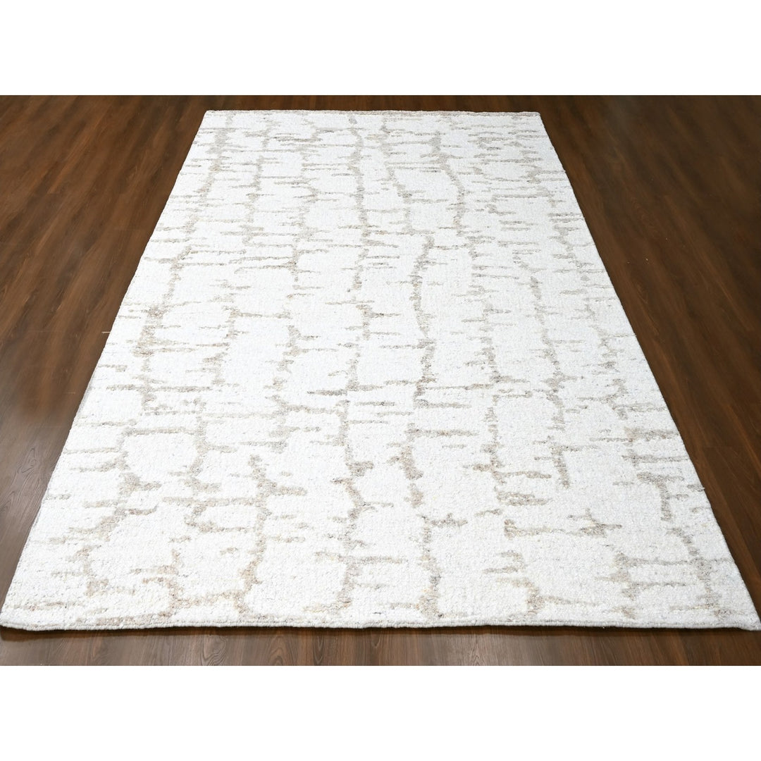 9'3" x 12'2" New Hand Knotted Ivory Wool Rectangle Oriental Rug - MOA10210361