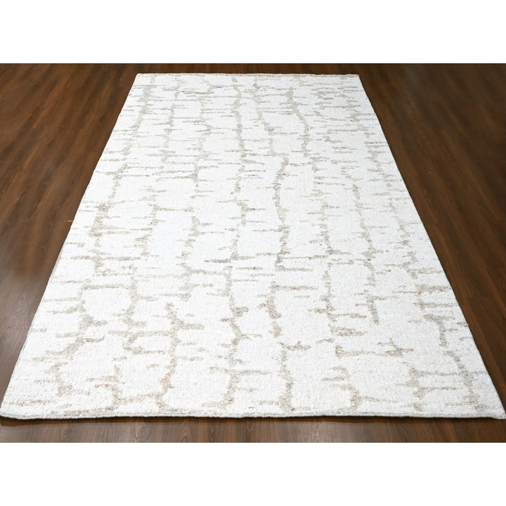 9'3" x 12'2" New Hand Knotted Ivory Wool Rectangle Oriental Rug - MOA10210361