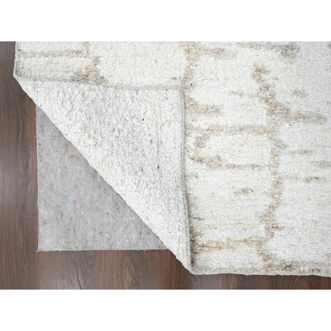 9'3" x 12'2" New Hand Knotted Ivory Wool Rectangle Oriental Rug - MOA10210361