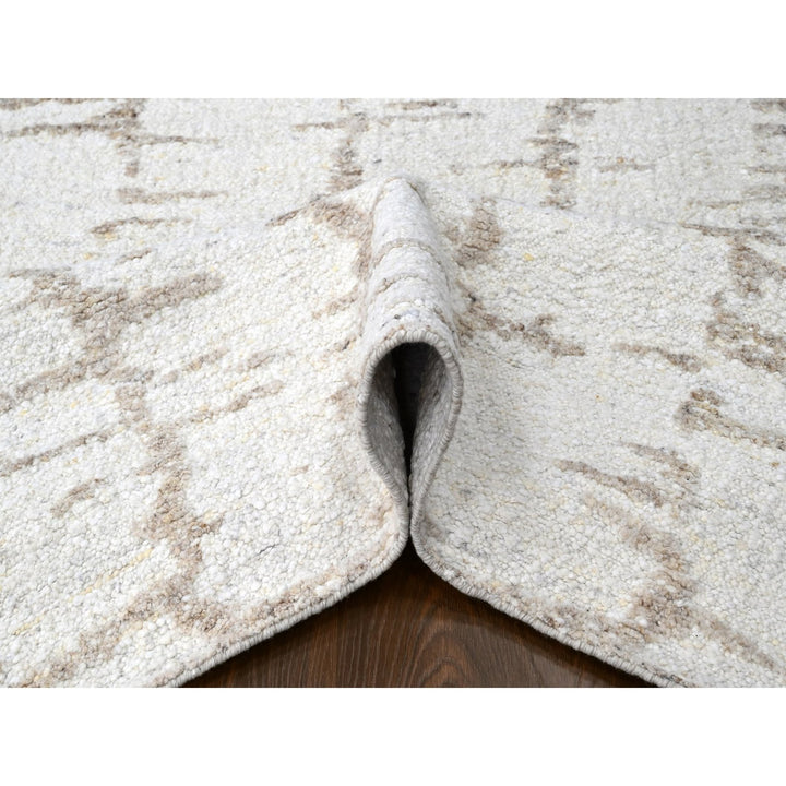 9'3" x 12'2" New Hand Knotted Ivory Wool Rectangle Oriental Rug - MOA10210361