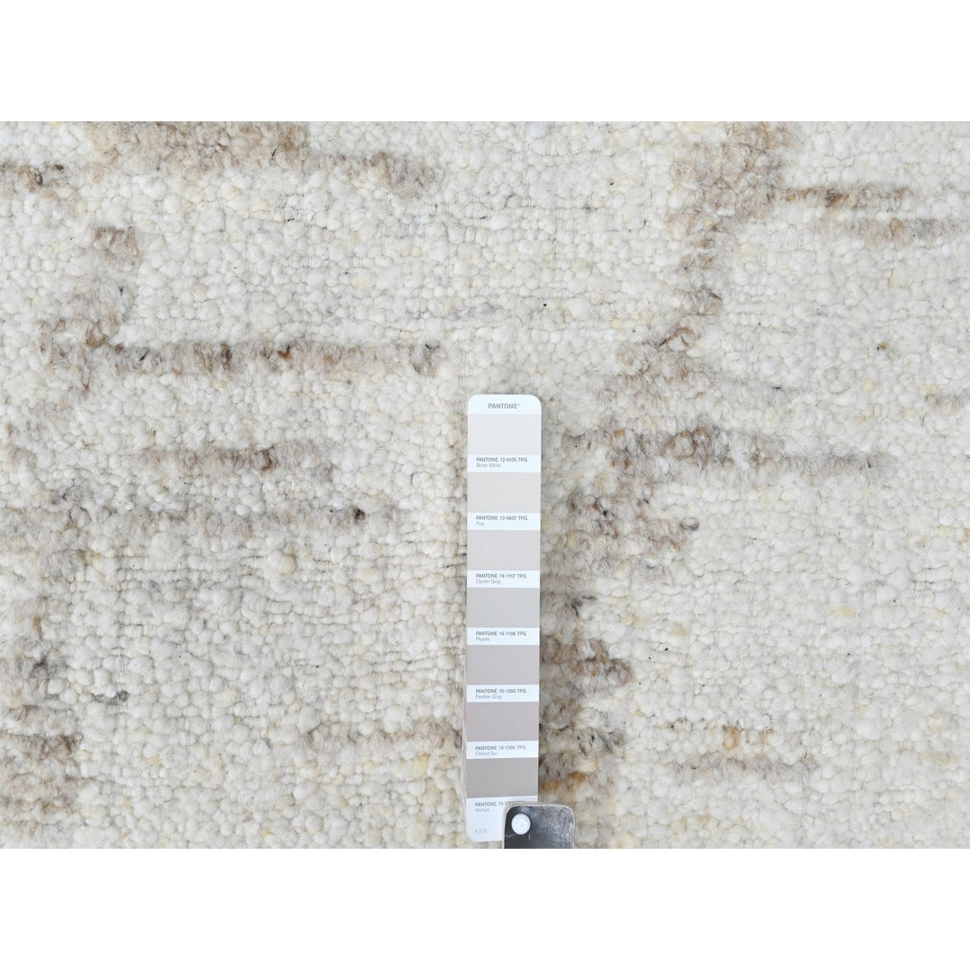 9'3" x 12'2" New Hand Knotted Ivory Wool Rectangle Oriental Rug - MOA10210361