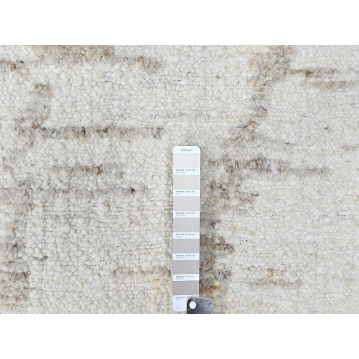 9'3" x 12'2" New Hand Knotted Ivory Wool Rectangle Oriental Rug - MOA10210361
