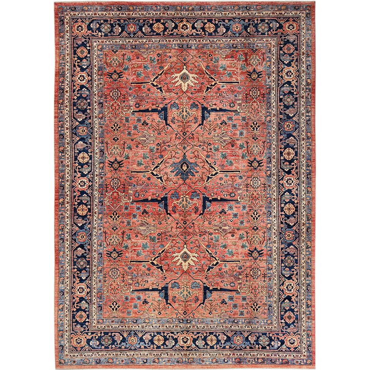 10'1" x 13'10" New Hand Knotted Red Wool Rectangle Oriental Rug - MOA1021036